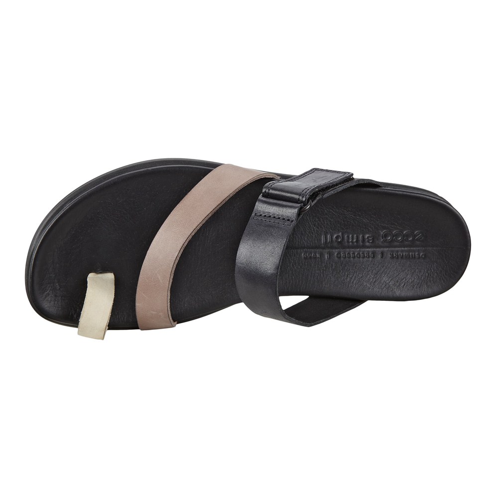 ECCO Womens Sandals Black - Simpil Flat Toe-Loop - VNG-592761